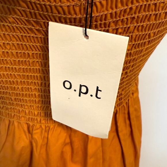 Anthropologie O.P.T. Daphne Smocked Tiered Maxi Dress In Marigold Size Large New - Picture 12 of 16